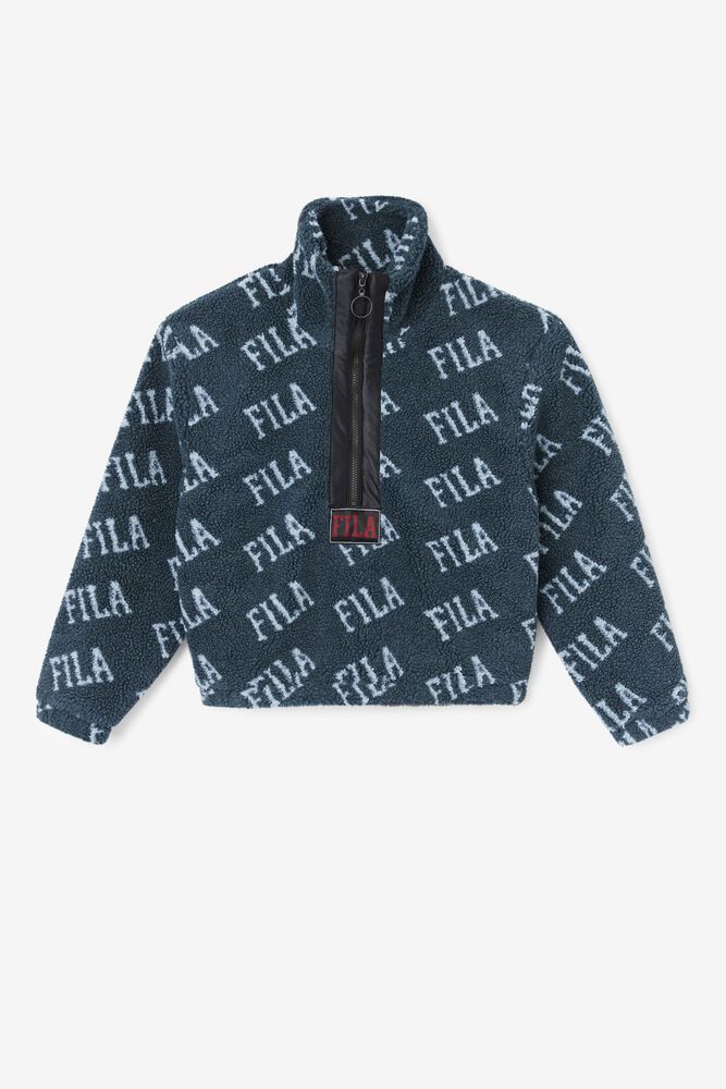 Fila Jacket Jayla Sherpa Half Zip Womens Black - India PXY-026138